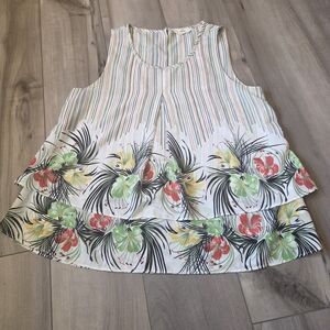 Entro Floral Striped Sleeveless Top